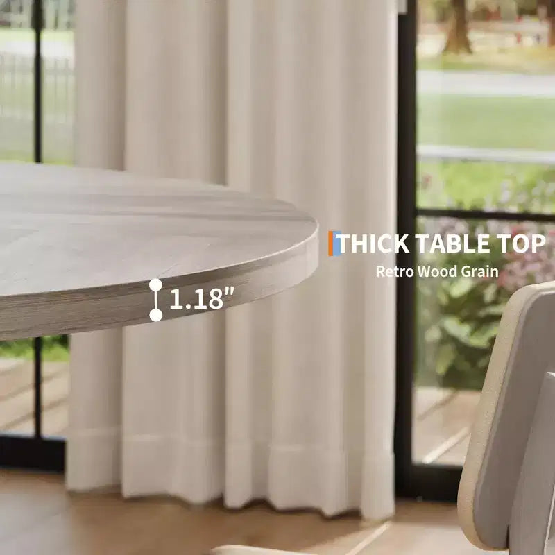 Table à manger ronde pour 4-6 personnes, table de salle à manger circulaire de 120 cm avec base croisée robuste, table à manger en bois de style ferme pour appartement, cuisine, salon