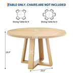 Table à manger ronde pour 4-6 personnes, table de salle à manger circulaire de 120 cm avec base croisée robuste, table à manger en bois de style ferme pour appartement, cuisine, salon