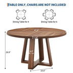 Table à manger ronde pour 4-6 personnes, table de salle à manger circulaire de 120 cm avec base croisée robuste, table à manger en bois de style ferme pour appartement, cuisine, salon