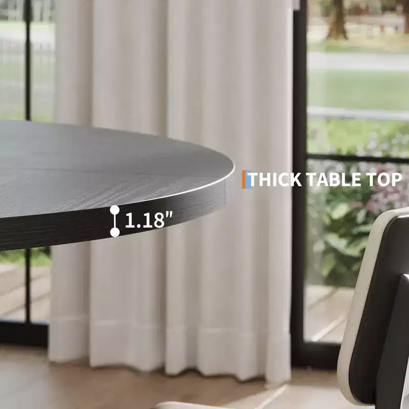 Table à manger ronde pour 4-6 personnes, table de salle à manger circulaire de 120 cm avec base croisée robuste, table à manger en bois de style ferme pour appartement, cuisine, salon