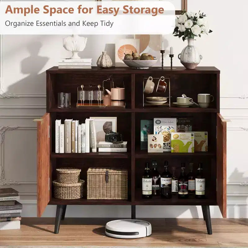 Buffet de cuisine Armoire de rangement Shefeng Buffet vintage en bois Comprend des étagères ouvertes Idéal pour les couloirs et les entrées