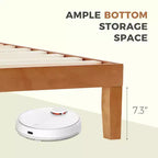 MAYEERTY Lit double en bois massif de 1 100 lb avec tête de lit, sommier à lattes en bois, aucun sommier tapissier requis