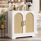 Buffet bahut 30", meuble de bar en rotin, console d'entrée, buffet de rangement au sol, crédence en bois pour cuisine et salon
