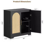 Buffet bahut 30", meuble de bar en rotin, console d'entrée, buffet de rangement au sol, crédence en bois pour cuisine et salon