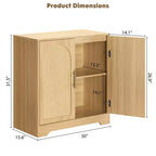 Buffet bahut 30", meuble de bar en rotin, console d'entrée, buffet de rangement au sol, crédence en bois pour cuisine et salon