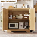 Buffet bahut 30", meuble de bar en rotin, console d'entrée, buffet de rangement au sol, crédence en bois pour cuisine et salon