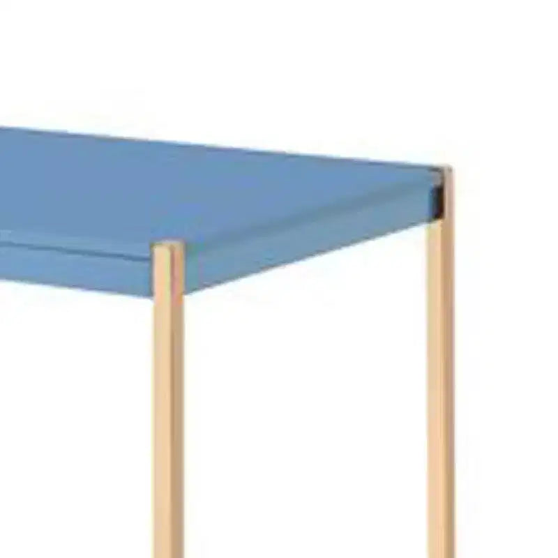 Bureau Royal Hampton avec station d'accueil USB et pieds en métal, bleu et or rose