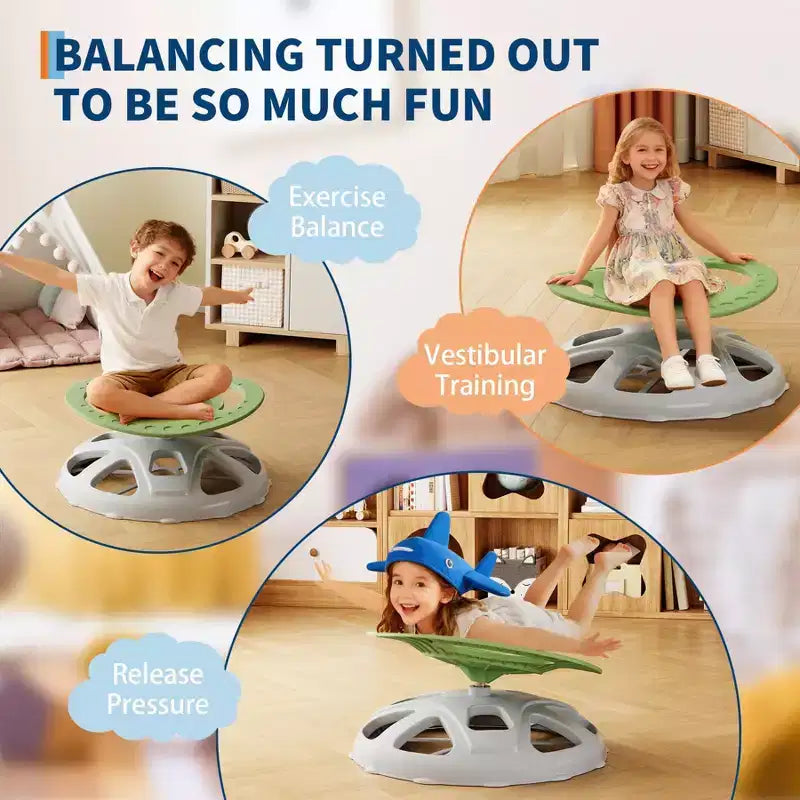 Chaise pivotante sensorielle pour enfants, chaise tournante avec poignée de sécurité et design antidérapant, entraînement de la coordination corporelle