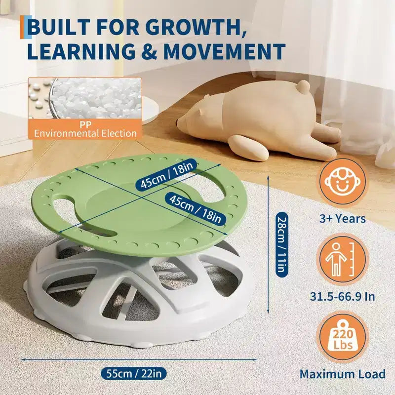 Chaise pivotante sensorielle pour enfants, chaise tournante avec poignée de sécurité et design antidérapant, entraînement de la coordination corporelle