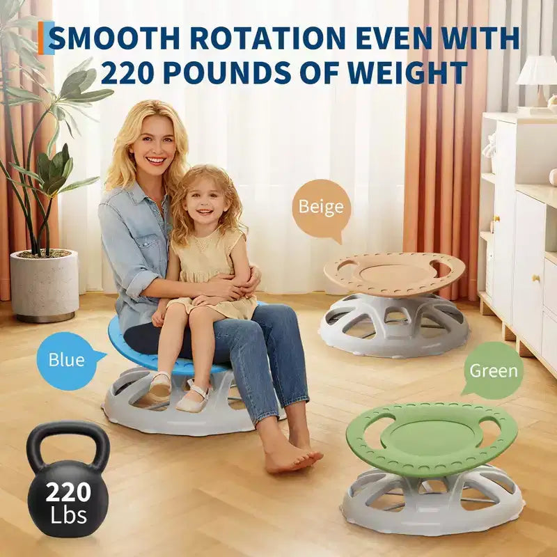 Chaise pivotante sensorielle pour enfants, chaise tournante avec poignée de sécurité et design antidérapant, entraînement de la coordination corporelle