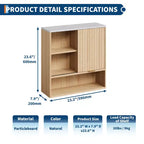 Armoire murale moderne cannelée avec porte coulissante - Dessus en faux marbre et étagère réglable, rangement courbé pour médicaments pour salle de bain, buanderie