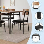 Ensemble de salle à manger 3 pièces pour 2, cuisine en bois, petite table de cuisine, chaises rembourrées et structure en métal, pour petit espace, appartement