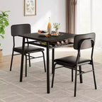 Ensemble de salle à manger 3 pièces pour 2, cuisine en bois, petite table de cuisine, chaises rembourrées et structure en métal, pour petit espace, appartement
