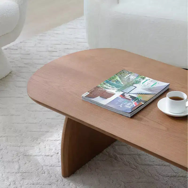 Table basse ovale mi-siècle 47 en placage de bois massif noyer accent petit espace assemblage facile