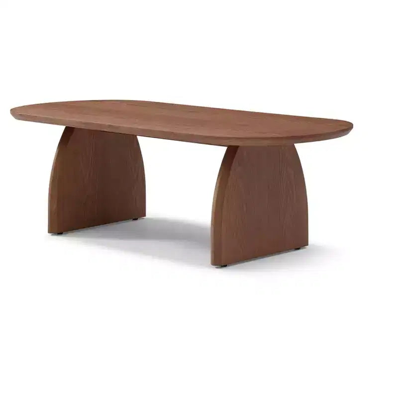 Table basse ovale mi-siècle 47 en placage de bois massif noyer accent petit espace assemblage facile