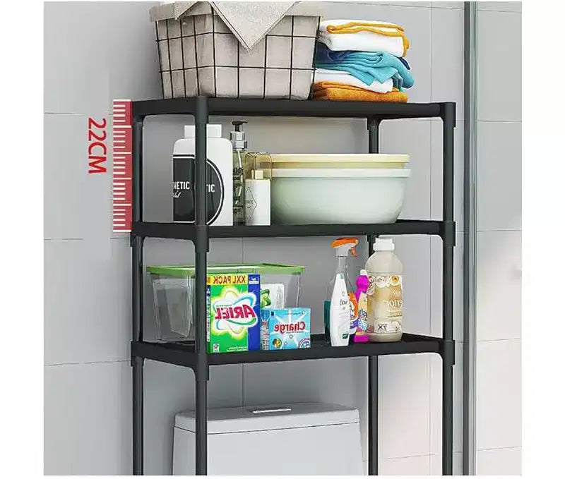 Étagère de toilettes en métal à trois niveaux, étagère de rangement de toilettes autoportante peu encombrante, étagère de salle de bain haute, convient aux toilettes, salles de bain, buanderies
