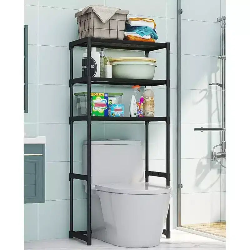 Étagère de toilettes en métal à trois niveaux, étagère de rangement de toilettes autoportante peu encombrante, étagère de salle de bain haute, convient aux toilettes, salles de bain, buanderies