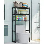 Étagère de toilettes en métal à trois niveaux, étagère de rangement de toilettes autoportante peu encombrante, étagère de salle de bain haute, convient aux toilettes, salles de bain, buanderies