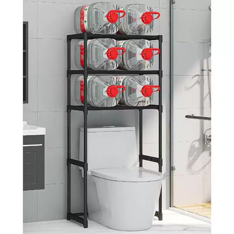 Étagère de toilettes en métal à trois niveaux, étagère de rangement de toilettes autoportante peu encombrante, étagère de salle de bain haute, convient aux toilettes, salles de bain, buanderies