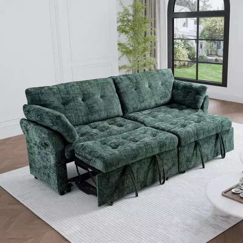 Canapé d'angle inclinable rectangulaire en tissu avec accoudoir droit de 89,8 pouces de large