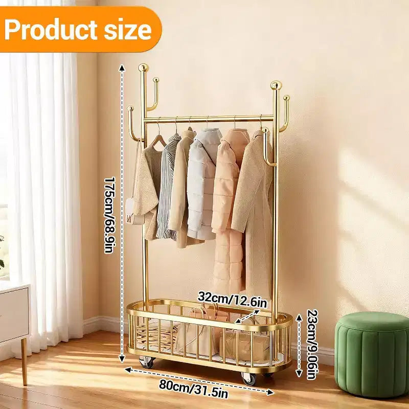 Portant à Vêtements Mobile Robuste sur Roues avec Étagère de Rangement, Rail à Vêtements en Métal pour Suspendre les Vêtements, Manteaux, 175 x 80 x 32 cm, Blanc