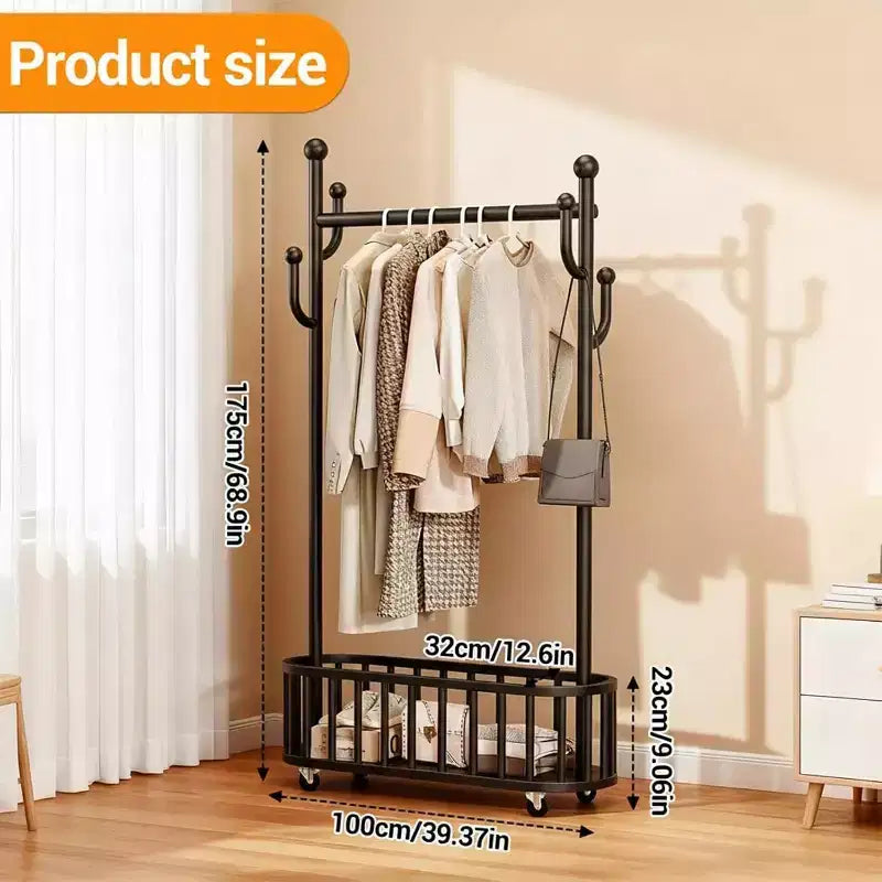 Portant à Vêtements Mobile Robuste sur Roues avec Étagère de Rangement, Rail à Vêtements en Métal pour Suspendre les Vêtements, Manteaux, 175 x 80 x 32 cm, Blanc