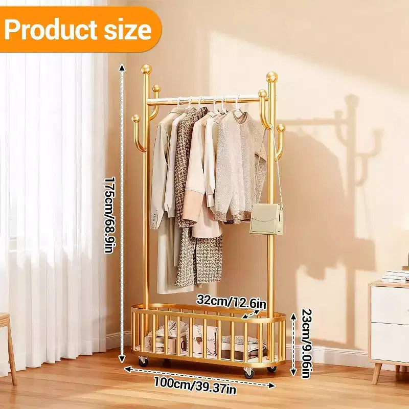 Portant à Vêtements Mobile Robuste sur Roues avec Étagère de Rangement, Rail à Vêtements en Métal pour Suspendre les Vêtements, Manteaux, 175 x 80 x 32 cm, Blanc