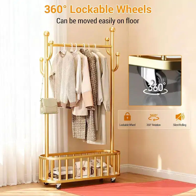 Portant à Vêtements Mobile Robuste sur Roues avec Étagère de Rangement, Rail à Vêtements en Métal pour Suspendre les Vêtements, Manteaux, 175 x 80 x 32 cm, Blanc