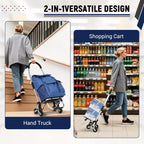 Chariot de courses pliable, diable d'escalier robuste de 80 kg, chariot à main d'escalade portable avec 6 roues, sac en tissu Oxford de 36L