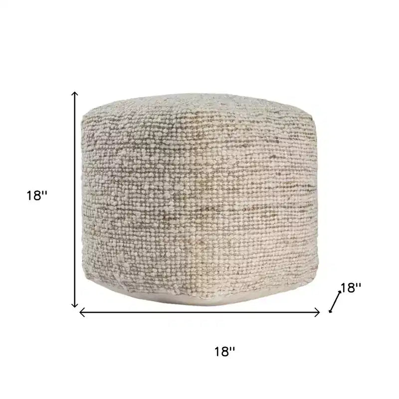 HomeRoots 18 Pouf ottoman rayé en coton, laine et jute ivoire