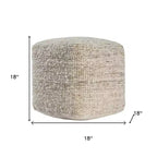HomeRoots 18 Pouf ottoman rayé en coton, laine et jute ivoire
