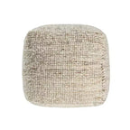 HomeRoots 18 Pouf ottoman rayé en coton, laine et jute ivoire