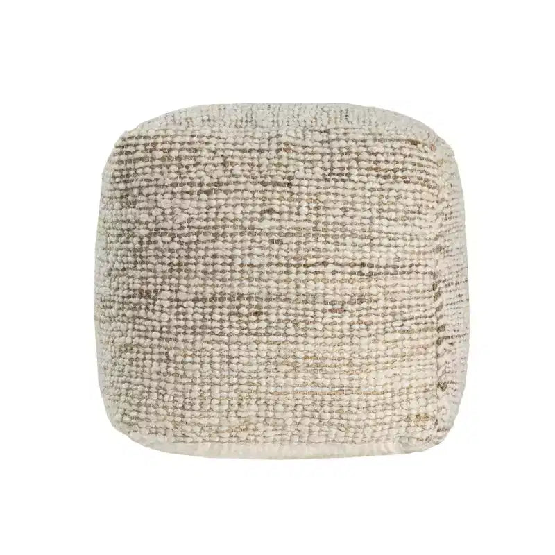 HomeRoots 18 Pouf ottoman rayé en coton, laine et jute ivoire