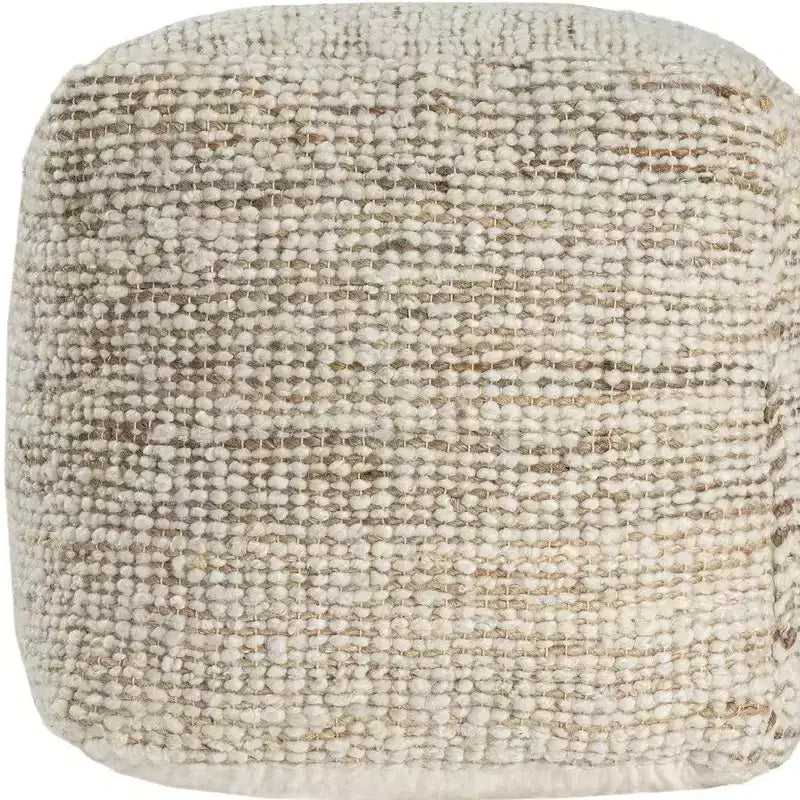 HomeRoots 18 Pouf ottoman rayé en coton, laine et jute ivoire