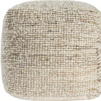 HomeRoots 18 Pouf ottoman rayé en coton, laine et jute ivoire