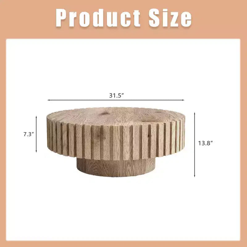 Table basse ronde moderne de 31 po, table d'appoint texturée en bois pour salon ou appartement - Panipeachy