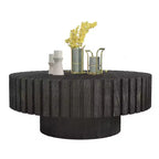 Table basse ronde moderne de 31 po, table d'appoint texturée en bois pour salon ou appartement - Panipeachy