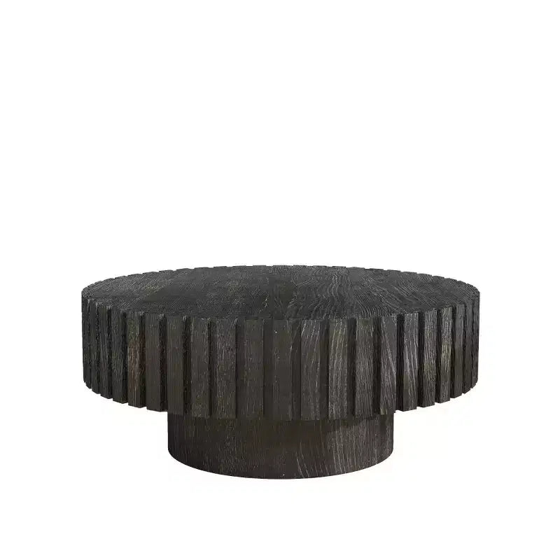 Table basse ronde moderne de 31 po, table d'appoint texturée en bois pour salon ou appartement - Panipeachy