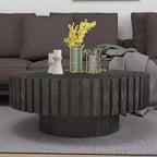 31 Modern Round Coffee Table, Wood Textured Center Table for Living Room or Apartment - Panipeachy