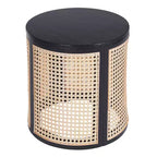MAYEERTY Table d'appoint ronde en rotin avec rangement, table de bout bohème pour salon, chambre à coucher, décoration intérieure moderne