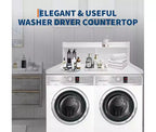 1 étagère haute en MDF pour machine à laver, 3 niveaux avec rails de bord pour plan de travail de lave-linge séche-linge, pour plier les vêtements, rehausseur de lave-linge et séche-linge avec patin antidérapant