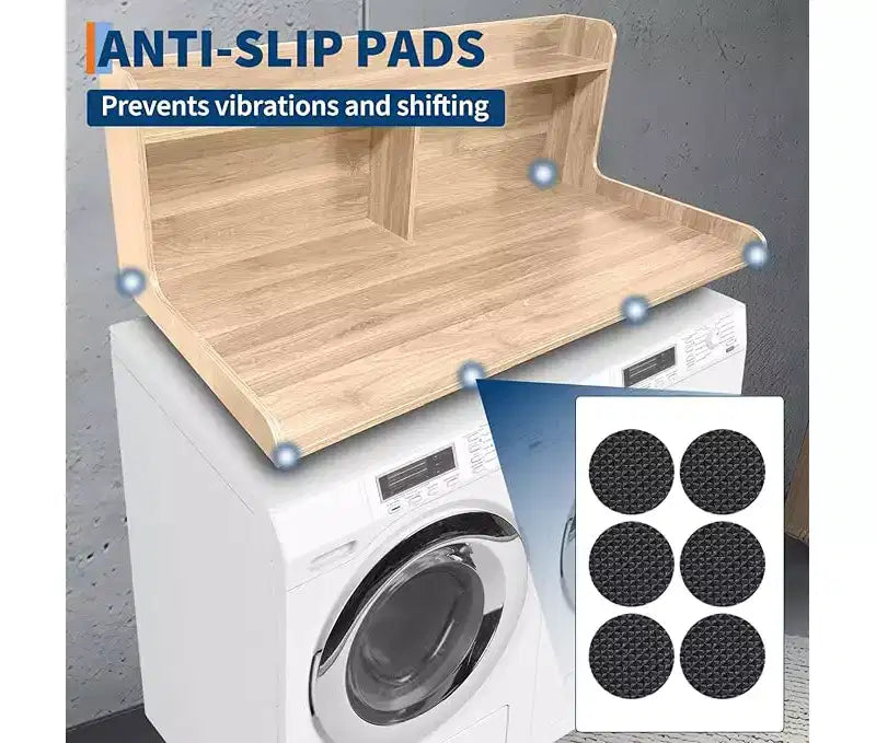 1 étagère haute en MDF pour machine à laver, 3 niveaux avec rails de bord pour plan de travail de lave-linge séche-linge, pour plier les vêtements, rehausseur de lave-linge et séche-linge avec patin antidérapant