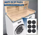 1 étagère haute en MDF pour machine à laver, 3 niveaux avec rails de bord pour plan de travail de lave-linge séche-linge, pour plier les vêtements, rehausseur de lave-linge et séche-linge avec patin antidérapant