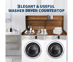 1 étagère haute en MDF pour machine à laver, 3 niveaux avec rails de bord pour plan de travail de lave-linge séche-linge, pour plier les vêtements, rehausseur de lave-linge et séche-linge avec patin antidérapant