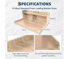 1 étagère haute en MDF pour machine à laver, 3 niveaux avec rails de bord pour plan de travail de lave-linge séche-linge, pour plier les vêtements, rehausseur de lave-linge et séche-linge avec patin antidérapant