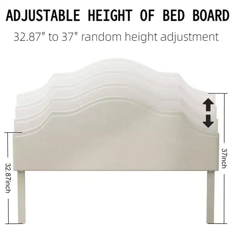 Lit plateforme rembourré Bellemave Queen avec tête de lit réglable et tissu en lin rembourré, cadre de lit plateforme rembourré pour chambre à coucher, beige