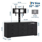 Meuble TV en bois à 9 tiroirs avec support, meuble TV pour téléviseurs de 32 à 85 pouces, grand meuble de divertissement