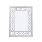 Miroir en bois orné Royal Hampton de 40 pouces, portrait, motif ajouré circulaire, blanc