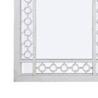 Miroir en bois orné Royal Hampton de 40 pouces, portrait, motif ajouré circulaire, blanc