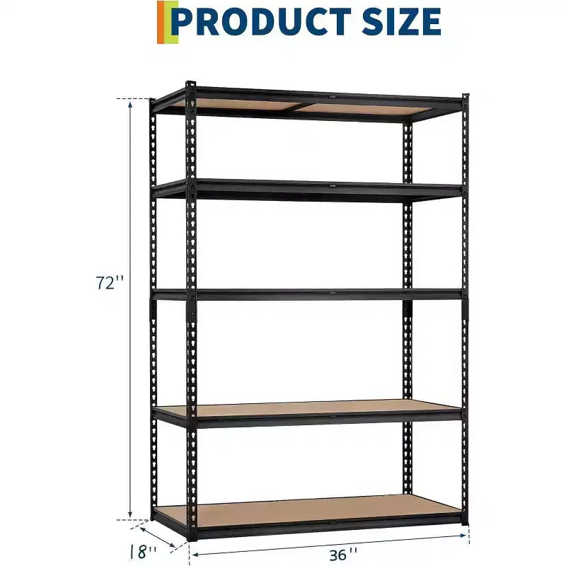 Étagères de Rangement de Garage à 5 Niveaux, Étagères de Rangement Robuste avec Capacité de 1134 kg, Unité d'Étagères Métalliques Réglables de 122 cm L x 46 cm l x 183 cm H